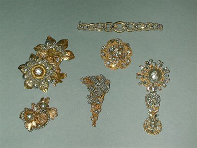 Lot 462 - Group of Six Miriam Haskell Pins 1940s/50s...