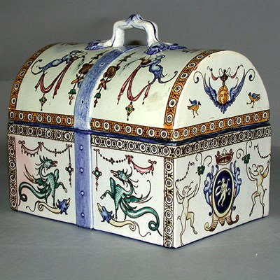Lot 594 - Italian Faience Cigar Box