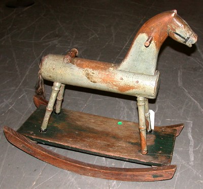 Lot 300 - Painted Wood Rocking Horse In green, with...