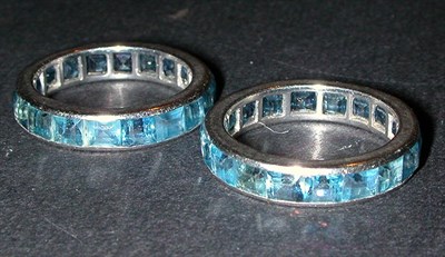 Lot 158 - Two Aquamarine Ring Guards Platinum, each band...