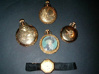 Lot 356 - Group of Five Assorted Watches 14 kt. yellow...