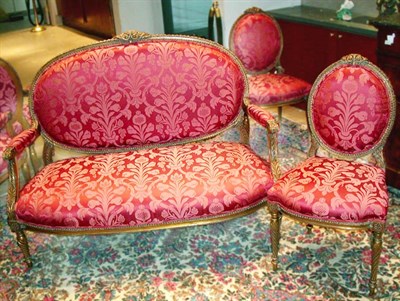 Lot 702 - Louis XVI Style Carved Wood Salon Suite...