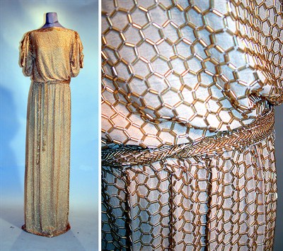 Lot 189 - Halston Honeycomb Beaded Gown Late 1970s Floor...