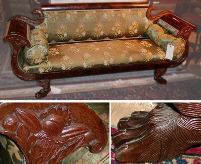 Lot 517 - Empire Style Upholstered Mahogany Sofa
