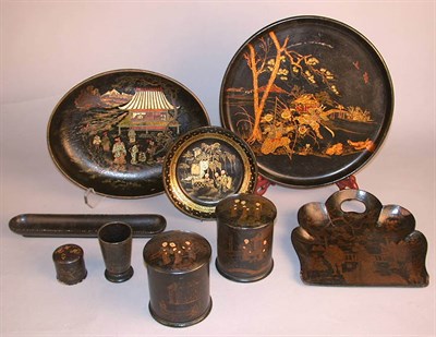 Lot 372 - Group of Nine Continental Papier Mache Articles