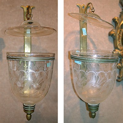 Lot 633 - Pair of Georgian Style Cut Glass and Brass...