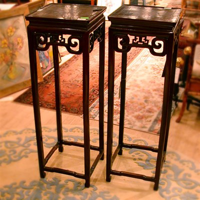Lot 615 - Pair of Chinese Hardwood Plant Stands
