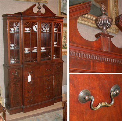 Lot 534 - Georgian Style Mahogany Breakfront Cabinet