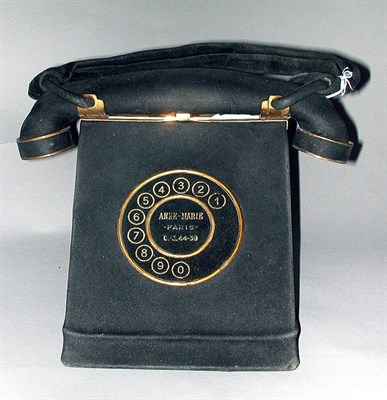 Lot 341 - Anne-Marie Telephone Bag French, 1950s Black...