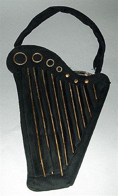 Lot 342 - Black Suede Harp Handbag Probably Anee-Marie,...
