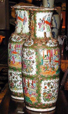 Lot 173 - Pair of Chinese Famille Rose Porcelain Vases