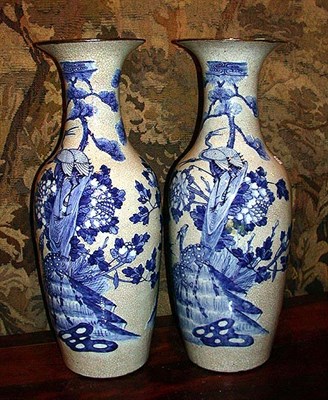 Lot 199 - Pair of Chinese Blue and White Crackle Glaze...