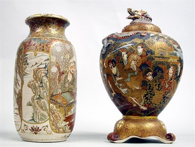 Lot 328 - Satsuma Pottery Covered Vase Of ovoid form,...