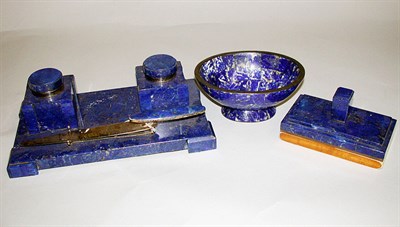 Lot 312 - Group of Lapis Lazuli Desk Items Comprising an...