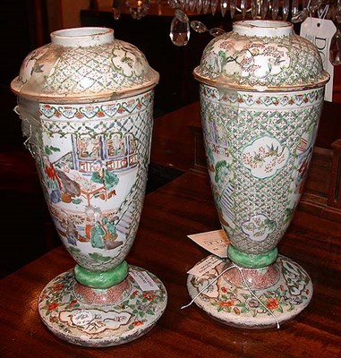 Lot 432 - Pair of Chinese Export Famille Verte Porcelain...