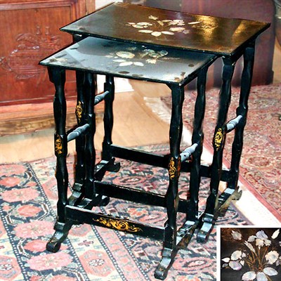 Lot 569 - Two Victorian Black Lacquered Mother-of-Pearl...
