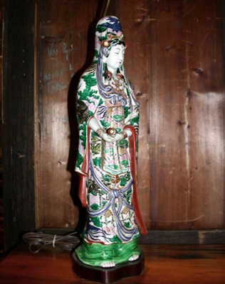 Lot 285 - Chinese Porcelain Figure Mounted as a lamp.