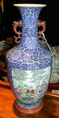 Lot 149 - Chinese Blue and White Porcelain Two-Handled Vase