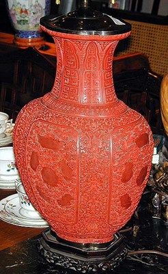 Lot 184 - Chinese Cinnabar Lamp