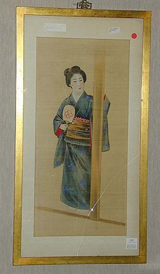 Lot 123 - Oriental Painting on Gauze Depicting a Young...