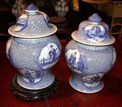 Lot 119 - Pair of Chinese Blue and White Porcelain...