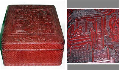 Lot 331 - Chinese Cinnabar Box Of rectangular form, the...