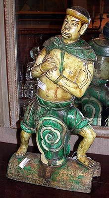 Lot 266 - Glazed Pottery Figural Ridge Tile Depicting a...