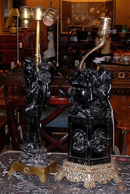 Lot 478 - Japanese Amber Figure Mounted as a Lamp.