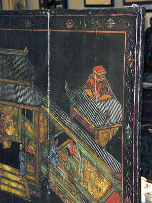 Lot 164 - Chinese Lacquered Bird Decorated Four-Panel...
