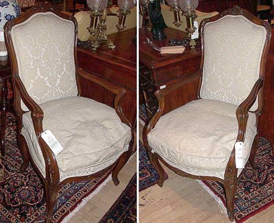 Lot 493 - Pair of Louis XV Style Upholstered Walnut...