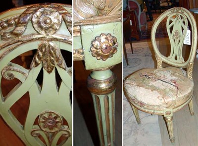 Lot 237 - Louis XVI Style Painted and Parcel Gilt Side...