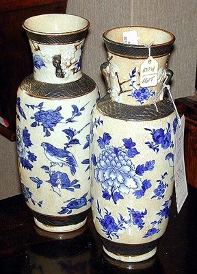Lot 292 - Pair of Chinese Blue and White Crackle Glaze...