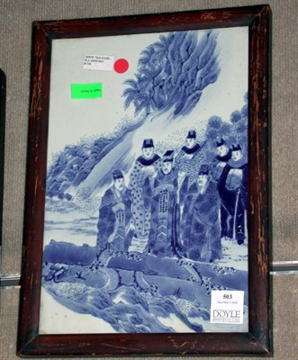 Lot 503 - Framed Chinese Blue and White Porcelain Plaque