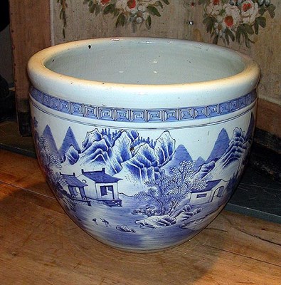 Lot 609 - Chinese Blue and White Porcelain Fish Bowl