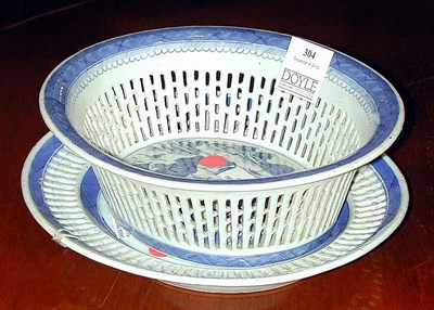 Lot 304 - Chinese Export Blue and White Reticulated...