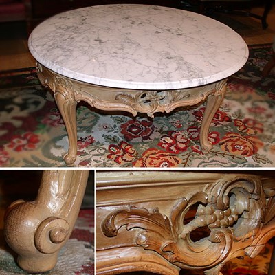 Lot 360 - Louis XV Style Marble Top Painted Low Table