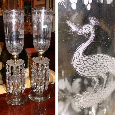 Lot 685 - Pair of Georgian Style Cut Glass Lustres