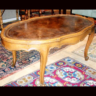Lot 362 - Provincial Louis XV Style Leather Inset...