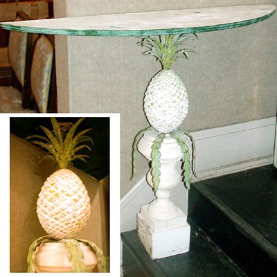Lot 393 - Neoclassical Style Painted Pineapple-Form Console