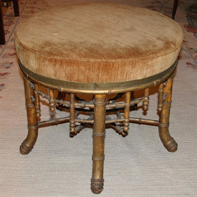 Lot 526 - Victorian Faux Bamboo Gilt-Wood Stool