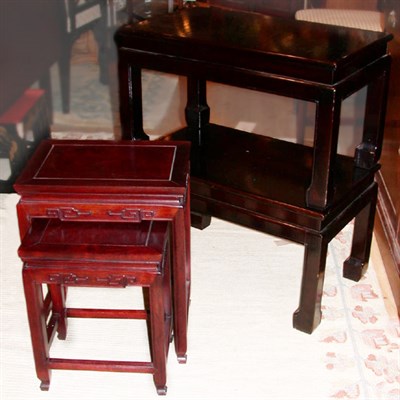 Lot 469 - Pair of Chinese Hardwood Low Tables Together...