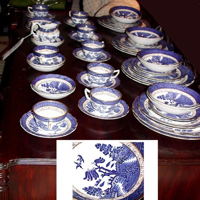 Lot 228 - Booths Blue and White Gilt Decorated Porcelain...