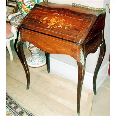 Lot 646 - Louis XV Style Marquetry Inlaid Mahogany...