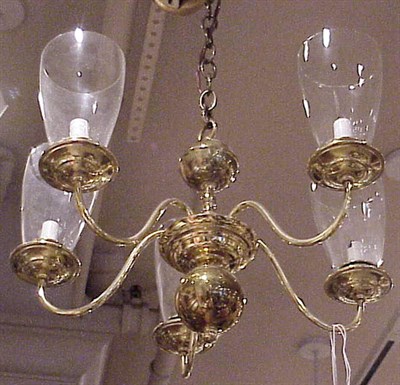 Lot 654 - Baroque Style Brass Five-Light Chandelier