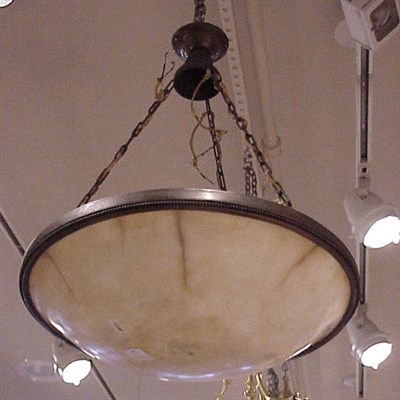 Lot 656 - Art Deco Gilt-Metal and Alabaster Light Fixture