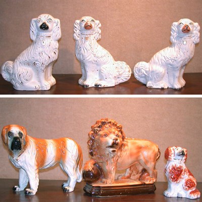 Lot 755 - Group of Six Staffordshire Pottery Figures