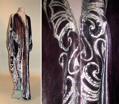 Lot 233 - Stenciled Velvet Evening Coat Welsh, 1980s In...