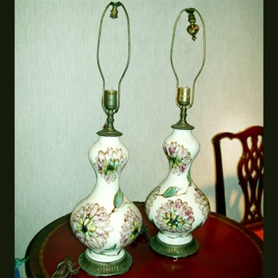 Lot 272 - Pair of Glazed Pottery Lamps