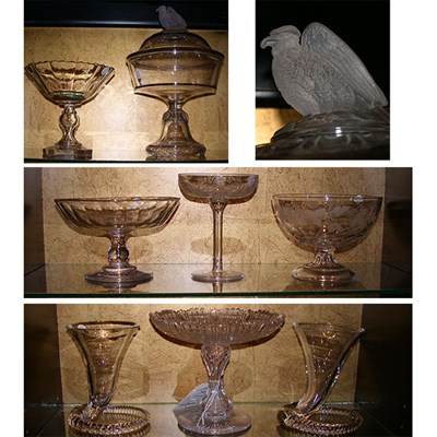Lot 294 - Group of Nine Colorless Cut and Etched Glass...