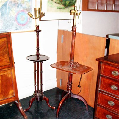 Lot 305 - Two Georgian Style Mahogany Floor Lamps